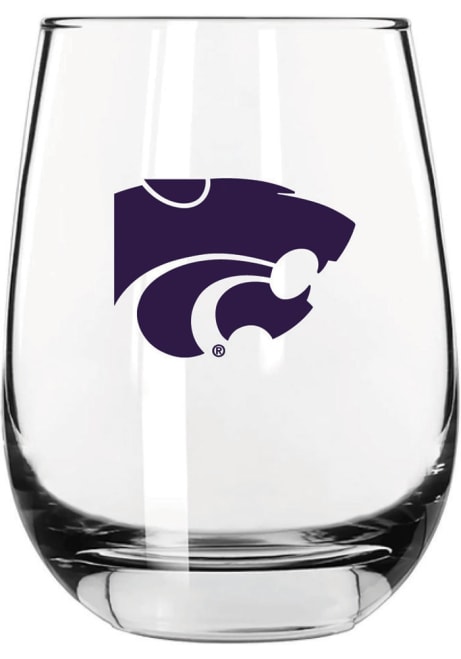 White K-State Wildcats 16oz Stemless Wine Glass