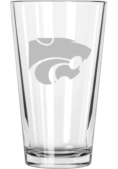 White K-State Wildcats 17oz Etched Pint Glass