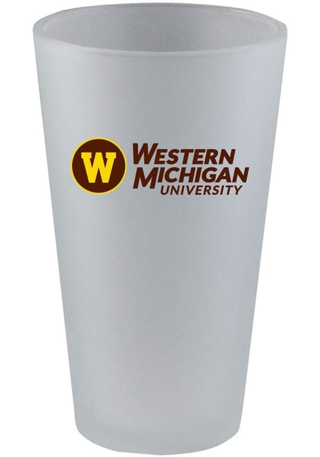 Brown Western Michigan Broncos 16 oz Color Frosted Pint Glass