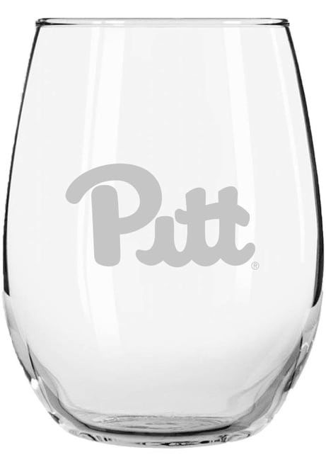 White Pitt Panthers 15 oz. Etched Stemless Wine Glass