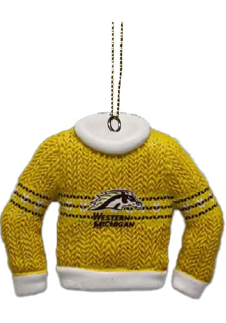 Brown Western Michigan Broncos Ugly Sweater Ornament