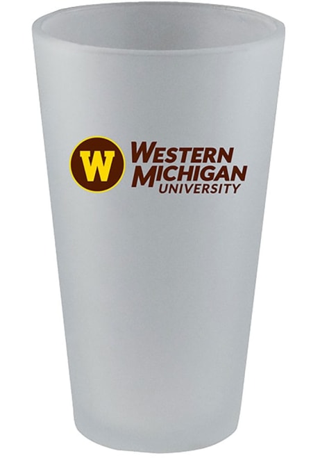 White Western Michigan Broncos 16oz Frosted Pint Color Pint Glass