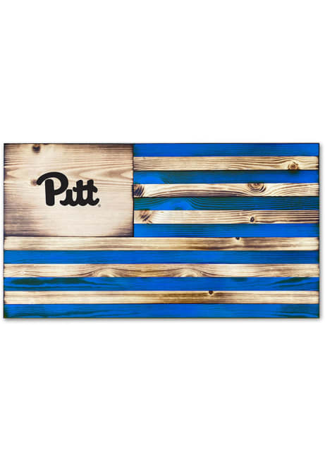Brown Pitt Panthers Wood Etched Flag Sign