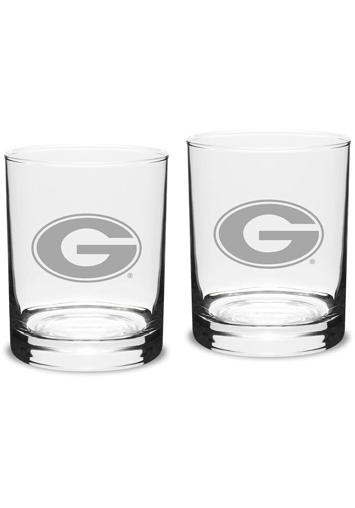 Georgia Bulldogs Hand Etched Double Old Fashioned Set Rock Glass