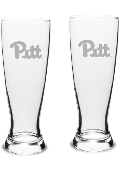 White Pitt Panthers Hand Etched Crystal Set of 2 23oz Pilsner Glass