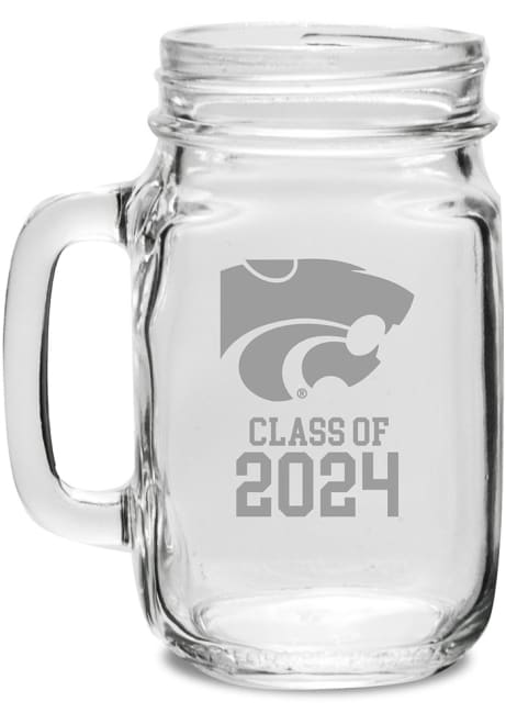 White K-State Wildcats Class of 2024 Hand Etched Jar Stein