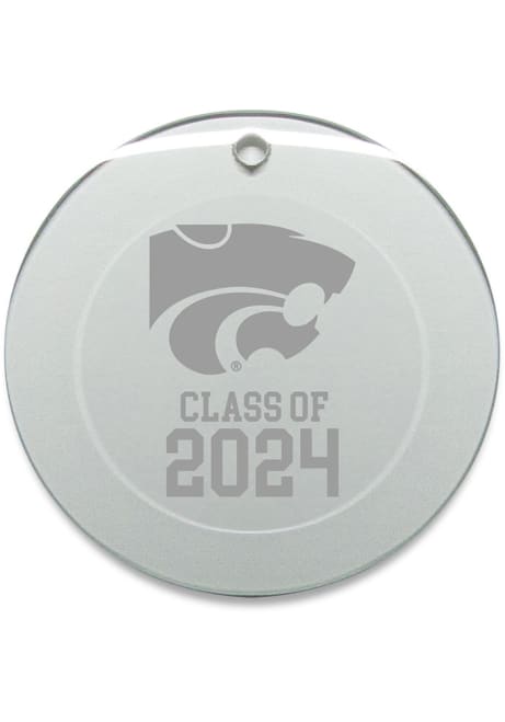 White K-State Wildcats Class of 2024 Hand Etched Crystal Circle Ornament