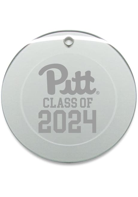 White Pitt Panthers Class of 2024 Hand Etched Crystal Circle Ornament