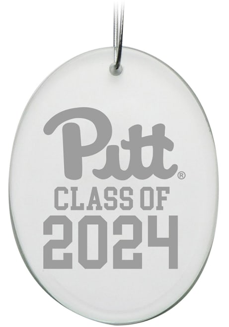 White Pitt Panthers Class of 2024 Hand Etched Crystal Oval Ornament