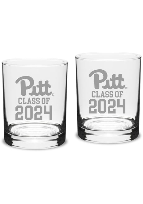 White Pitt Panthers Class of 2024 Hand Etched Crystal 2 Piece Rock Glass