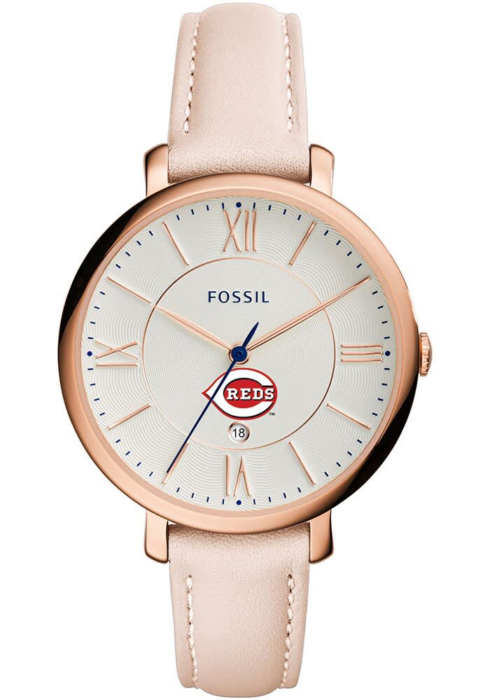 Cincinnati Reds Fossil Jacqueline Leather Womens Watch BLUSH