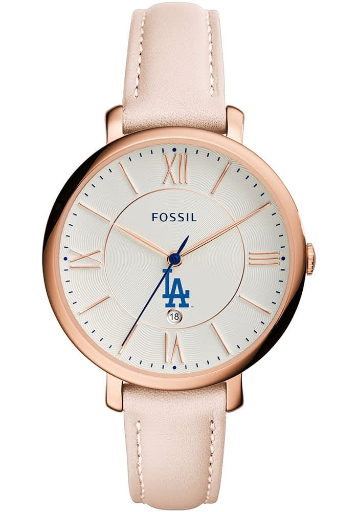 Los Angeles Dodgers Fossil Jacqueline Leather Womens Watch BLUSH