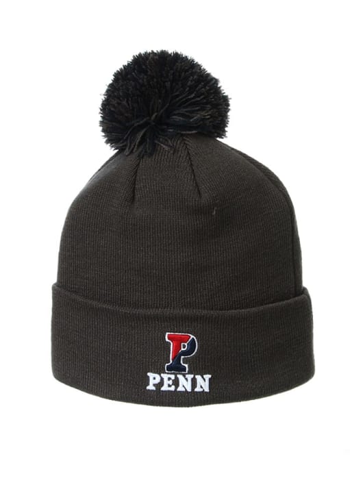 Penn Quakers Charcoal Hats Cuff Pom Knit