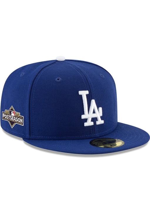 New Era Los Angeles Dodgers Mens Blue 2025 Post Season Side Patch 59FIFTY Fitted Hat