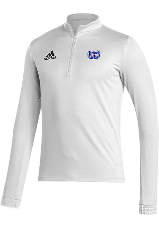 Adidas Kansas Jayhawks Mens White Official Logo Long Sleeve Qtr Zip Pullover