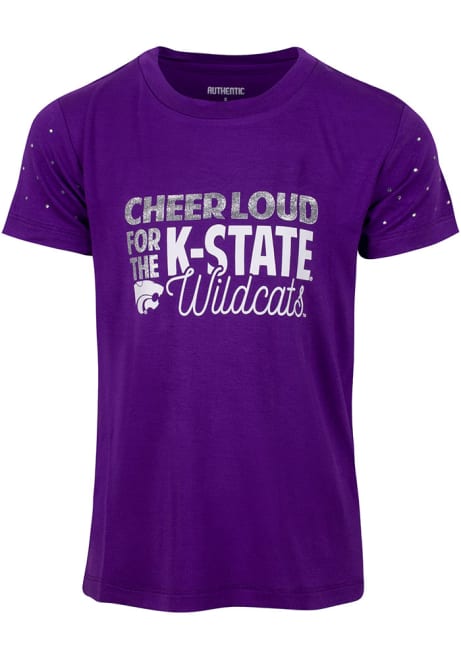 Girls Blue K-State Wildcats Reta Short Sleeve Fashion T-Shirt