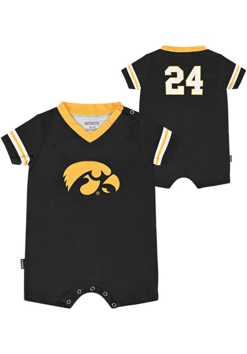Iowa Hawkeyes Baby Black Tackle Short Sleeve One Piece