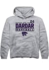 Main image for Seth Dardar Rally Youth Grey K-State Wildcats NIL Stacked Box Long Sleeve Hooded Sweatshirt