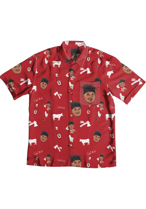 Patrick Mahomes Kansas City Chiefs Mens Red Hawaiian Short Sleeve