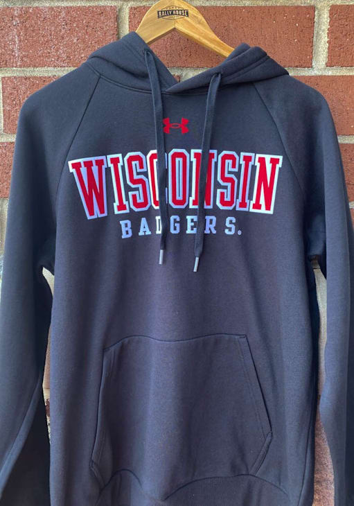 Under Armour Mens BLACK Wisconsin Badgers All Day Fleece Hoodie