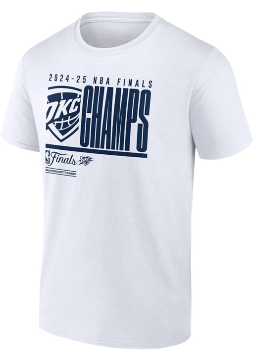 Oklahoma City Thunder White 2025 FINALS CHAMPIONS PLAYOFF DEFENSIVE FOUL Short Sleeve T Shirt