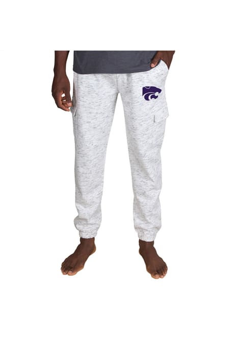 Mens K-State Wildcats White Concepts Sport Alley Fleece Cargo Sweatpants