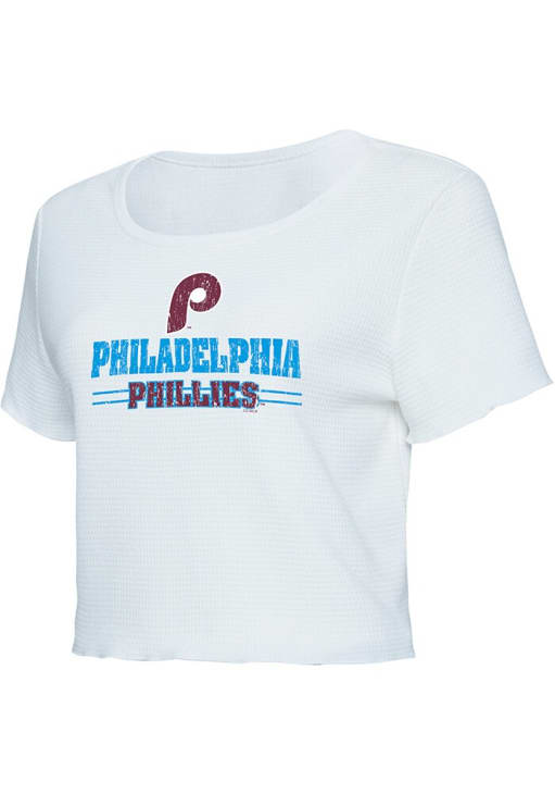 Philadelphia Phillies Womens White Scalloped Short Sleeve T-Shirt