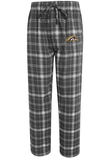 Mens Charcoal Western Michigan Broncos Plaid Flannel Loungewear Sleep Pants