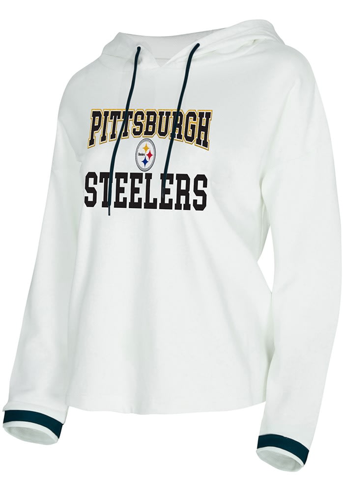 Concepts Sport Pittsburgh Steelers Womens White Borough Hoodie