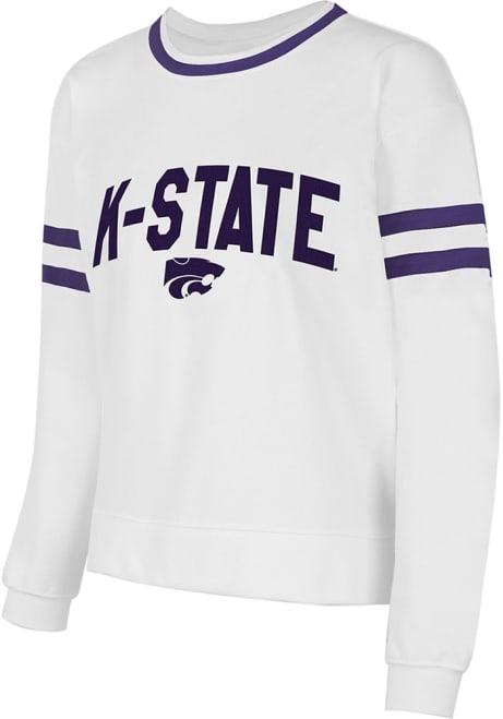 Womens White K-State Wildcats Borough Crew Sweatshirt