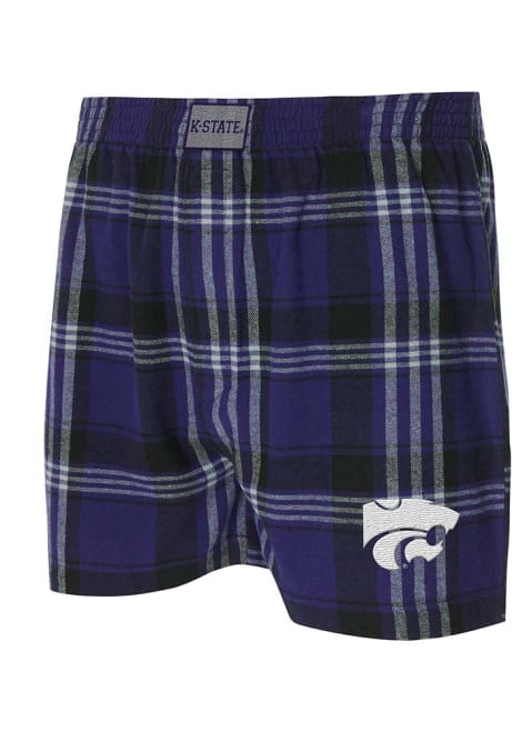 Mens Purple K-State Wildcats Region Plaid Boxer Shorts