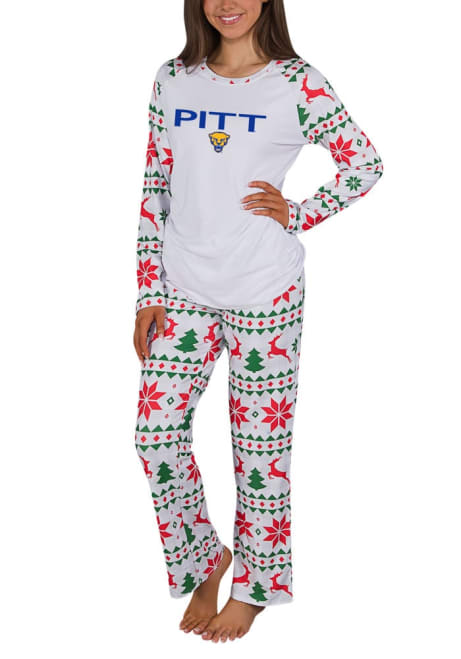 Womens Pitt Panthers White Concepts Sport Holiday Tidings PJ Set