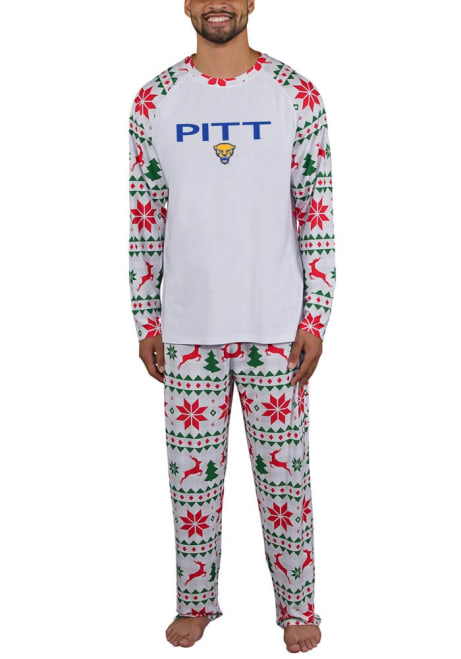 Mens Pitt Panthers White Concepts Sport Holiday Tidings Loungewear Sleep Pants