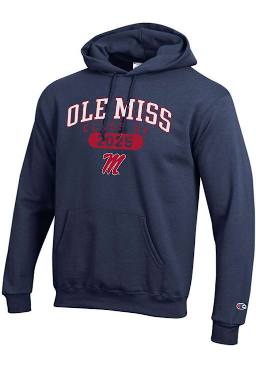 Champion Ole Miss Rebels Mens NAVY Class of 2025 Powerblend Hoodie