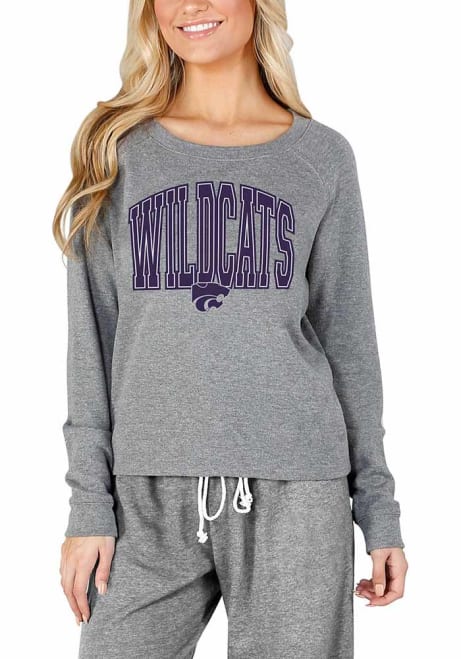 Womens K-State Wildcats Grey Concepts Sport Mainstream Crew Sweatshirt