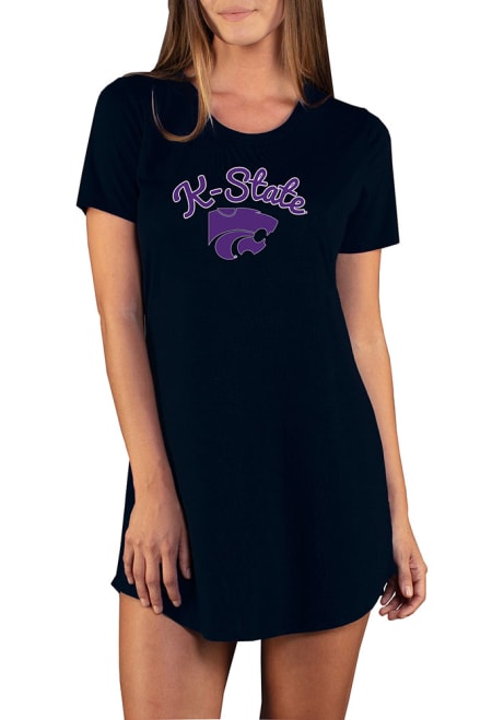 Womens K-State Wildcats Black Concepts Sport Marathon Loungewear Sleep Shirt