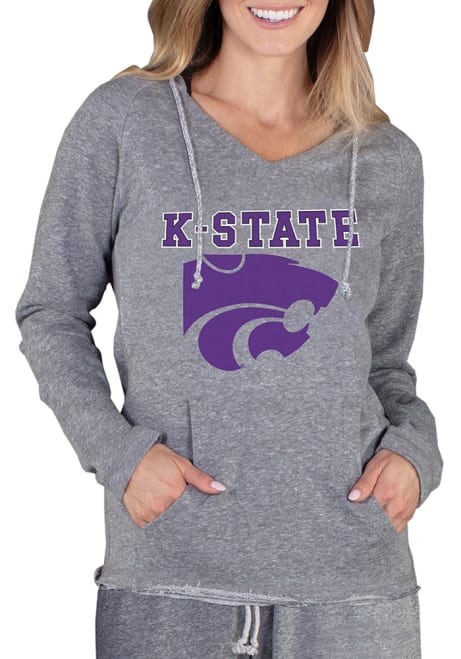 Womens K-State Wildcats Grey Concepts Sport Mainstream Terry Hooded Sweatshirt