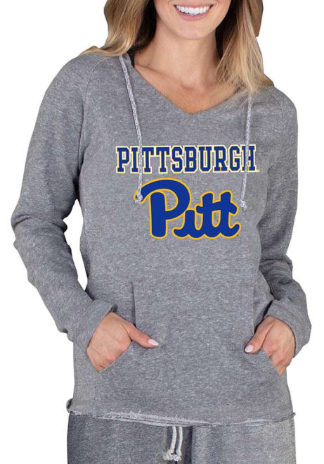 Womens Pitt Panthers Grey Concepts Sport Mainstream Terry Hooded Sweatshirt