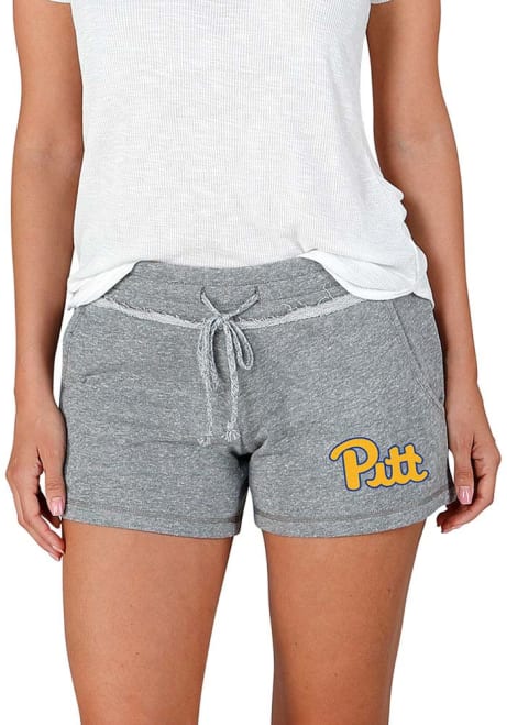 Womens Pitt Panthers Grey Concepts Sport Mainstream Terry Shorts