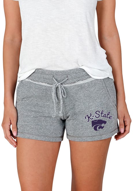 Womens K-State Wildcats Grey Concepts Sport Mainstream Terry Shorts