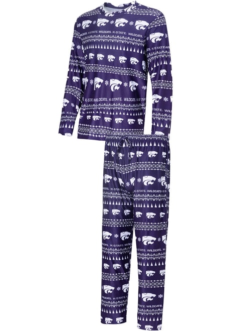 Mens Purple K-State Wildcats Flurry Matching Set Loungewear Sleep Pants