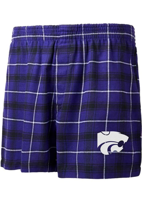 Mens Purple K-State Wildcats Ledger Plaid Boxer Shorts
