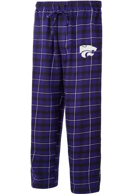 Mens Purple K-State Wildcats Ledger Plaid Loungewear Sleep Pants