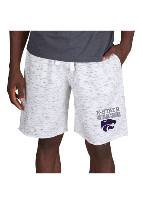 Mens K-State Wildcats White Concepts Sport Alley Fleece Shorts