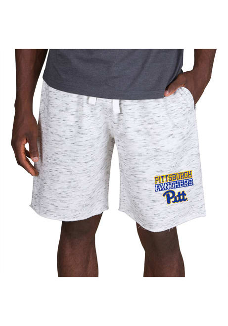 Mens Pitt Panthers White Concepts Sport Alley Fleece Shorts