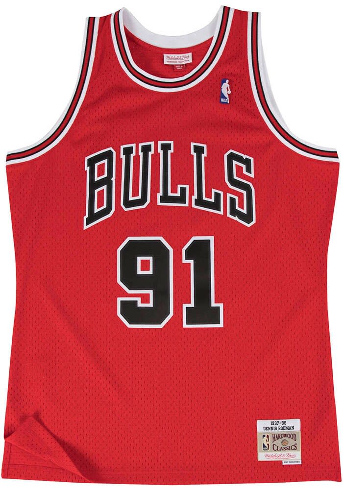 Dennis Rodman Chicago Bulls Mitchell and Ness Red 97-98 Road