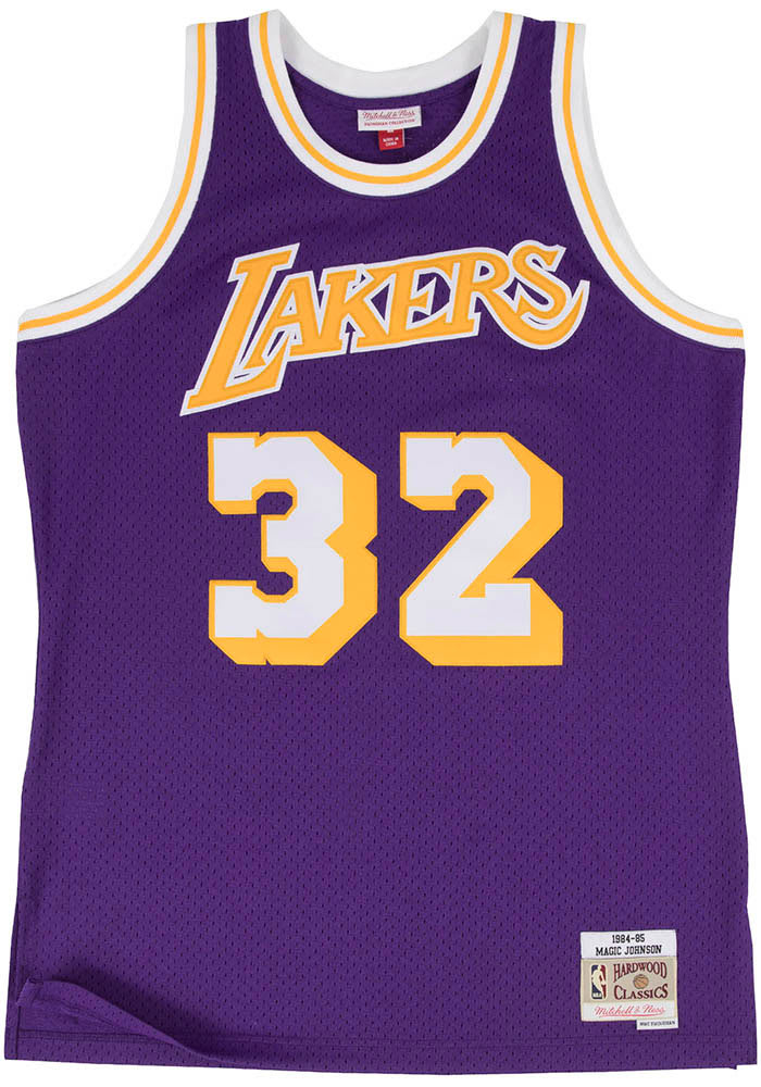 Magic Johnson Los Angeles Lakers Mitchell and Ness PURPLE 84
