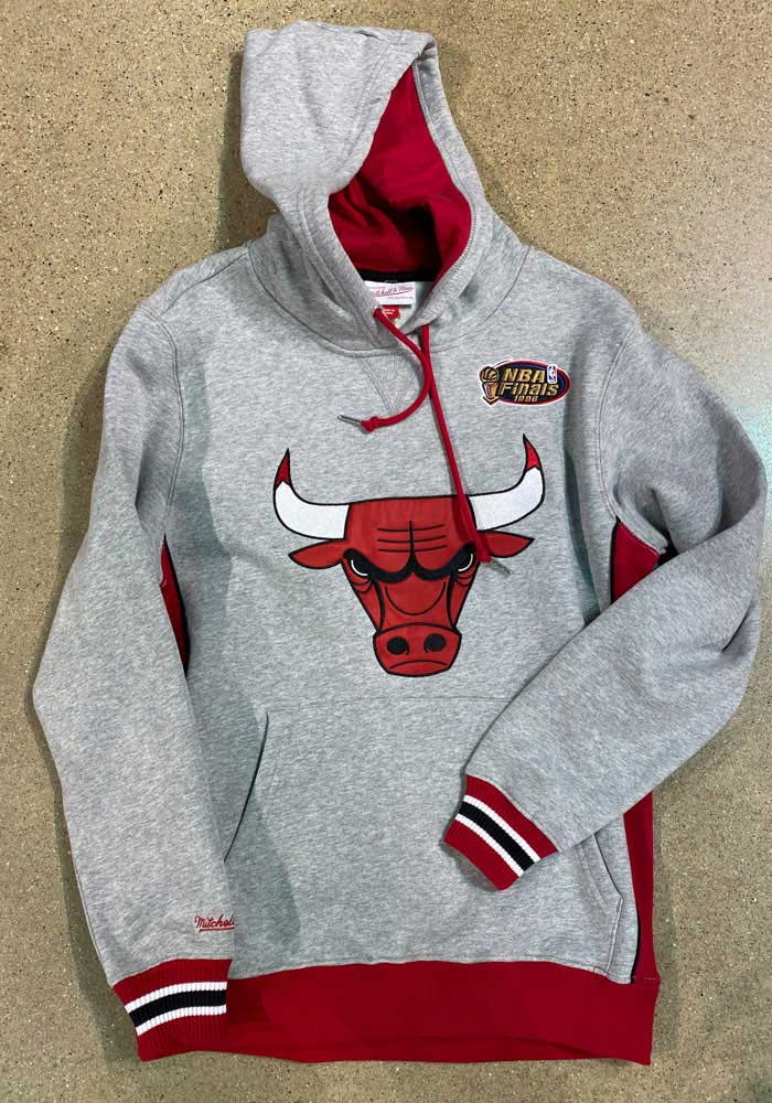 Mitchell and Ness Chicago Bulls Mens GREY Premium Fleece Hoodie