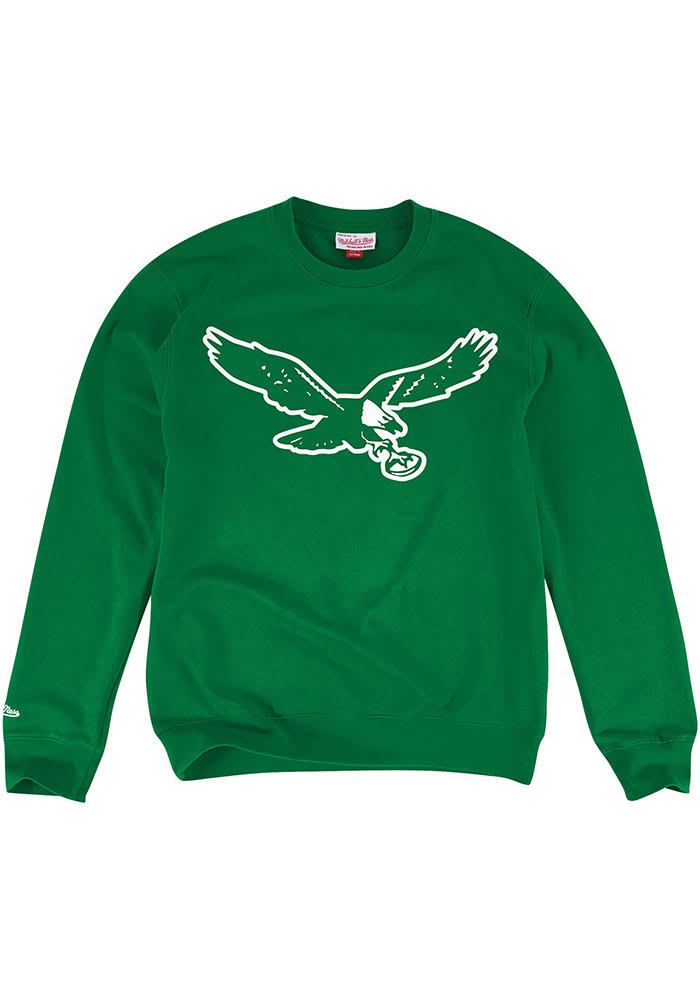 Mitchell and Ness Philadelphia Eagles Mens Retro Bird Crew Sweatshirt KELLY