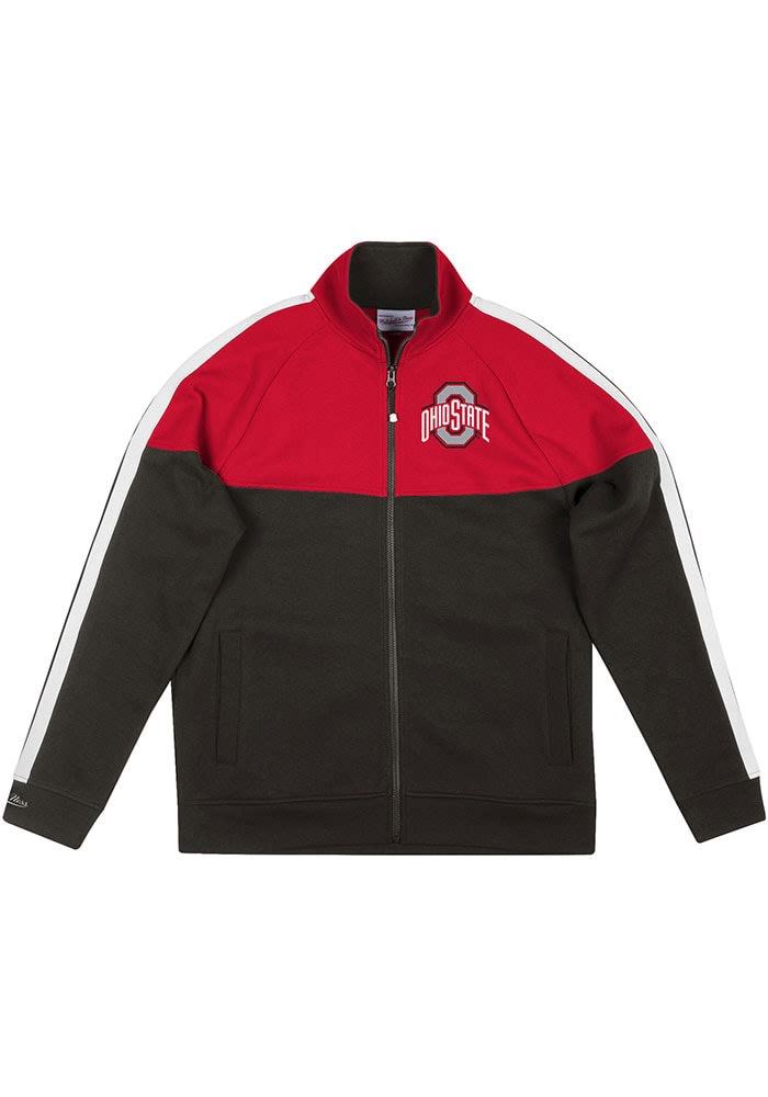 Mens Ohio State Buckeyes Black Mitchell and Ness MVP Long Sleeve Track Jacket